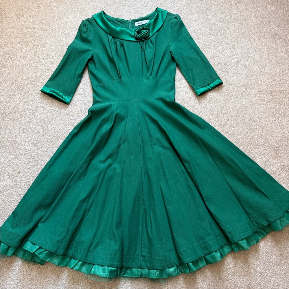 Women's 1950's Vintage Look 3/4 Stylish Sleeve Dress
